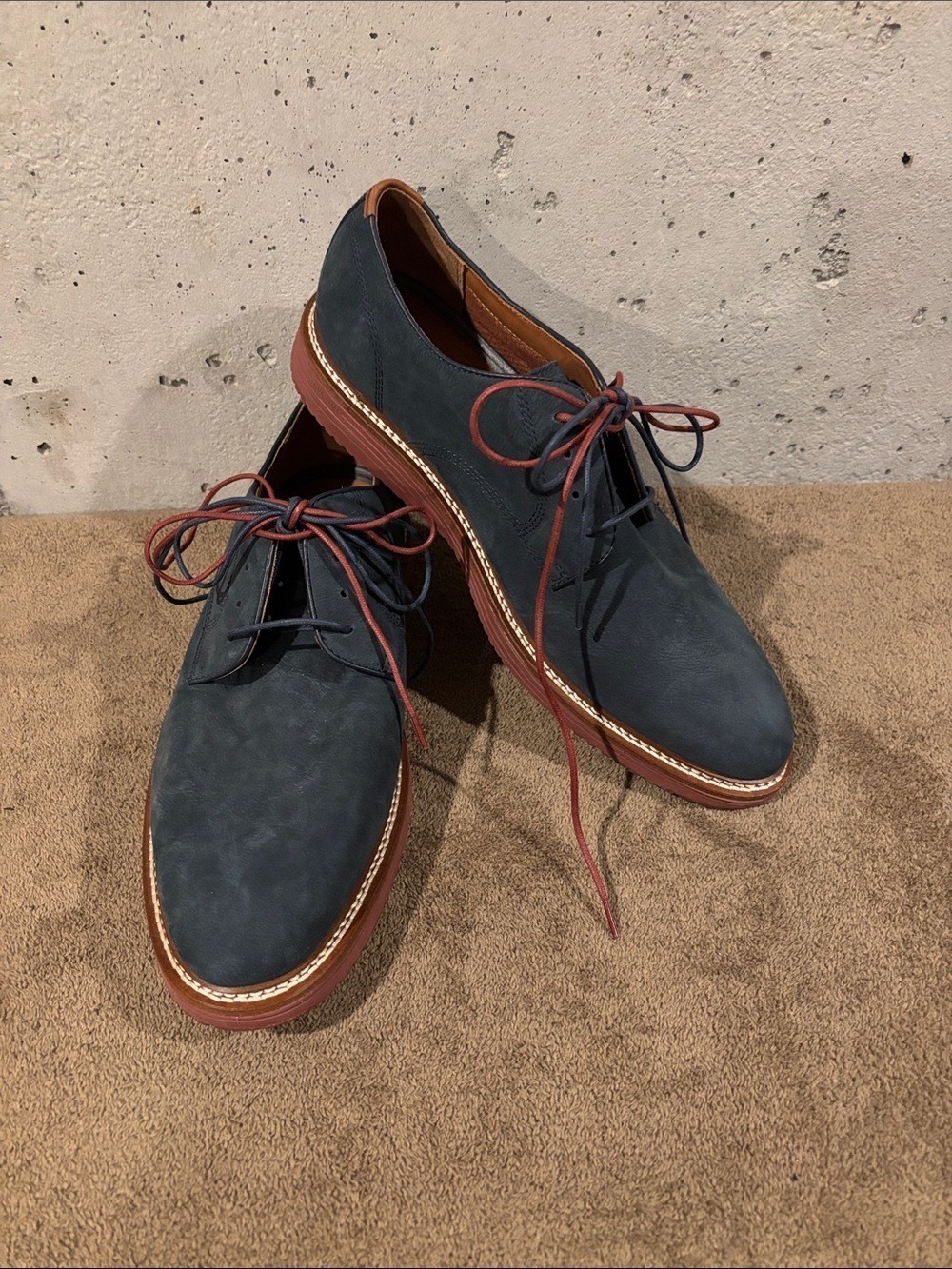 Johnston & Murphy Blue Suede Upton Plain Toe Derby Oxfords - Size 13